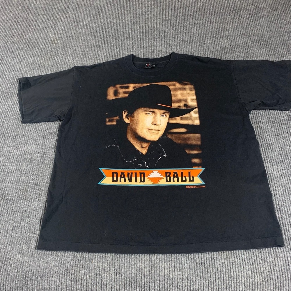 VTG Giant T Shirt Mens 2XL Black David Ball 90s Country Tour Tee Single‎ Stitch